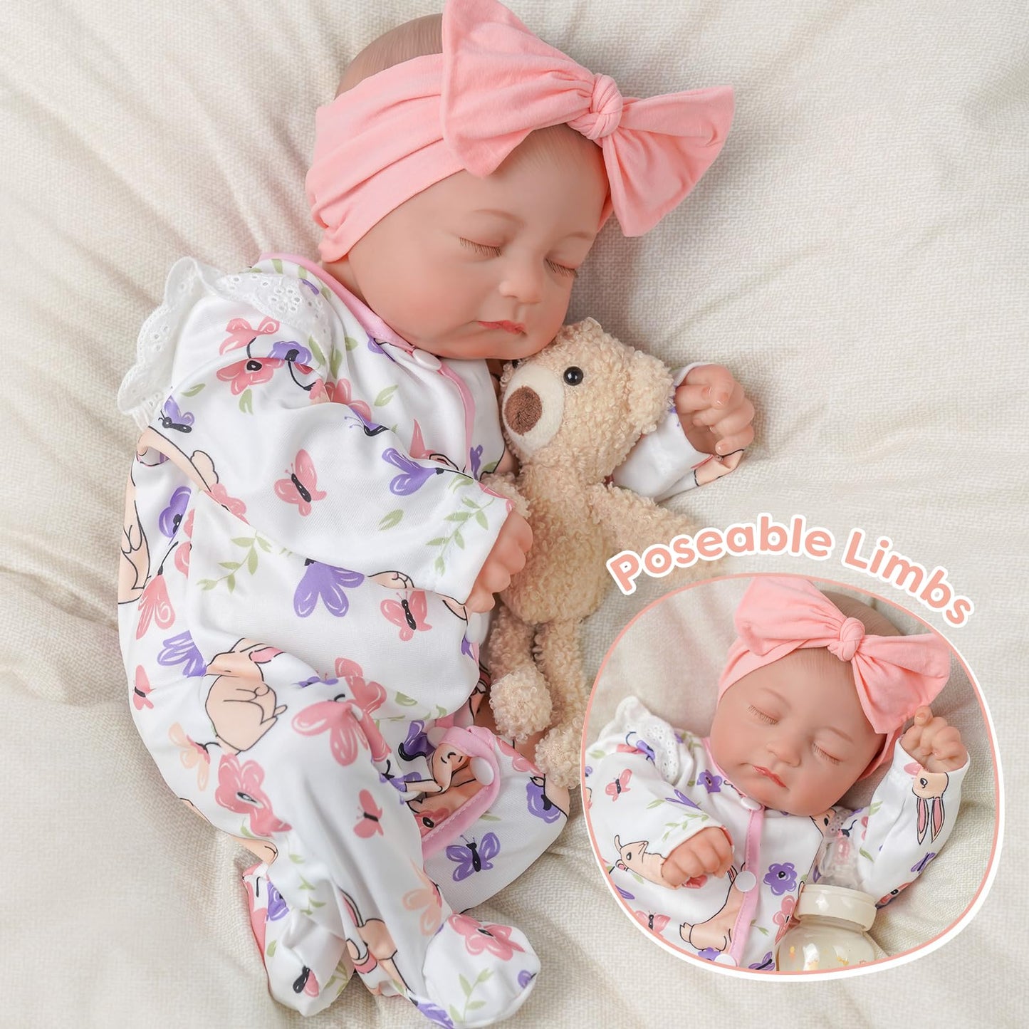 BABESIDE Reborn Baby Dolls Girl – 17 Inch Lifelike Handmade Soft Vinyl Baby Doll, Real Life Baby Doll with Accessories, Gift for Girls Age 3+ Pretend Play & Collection