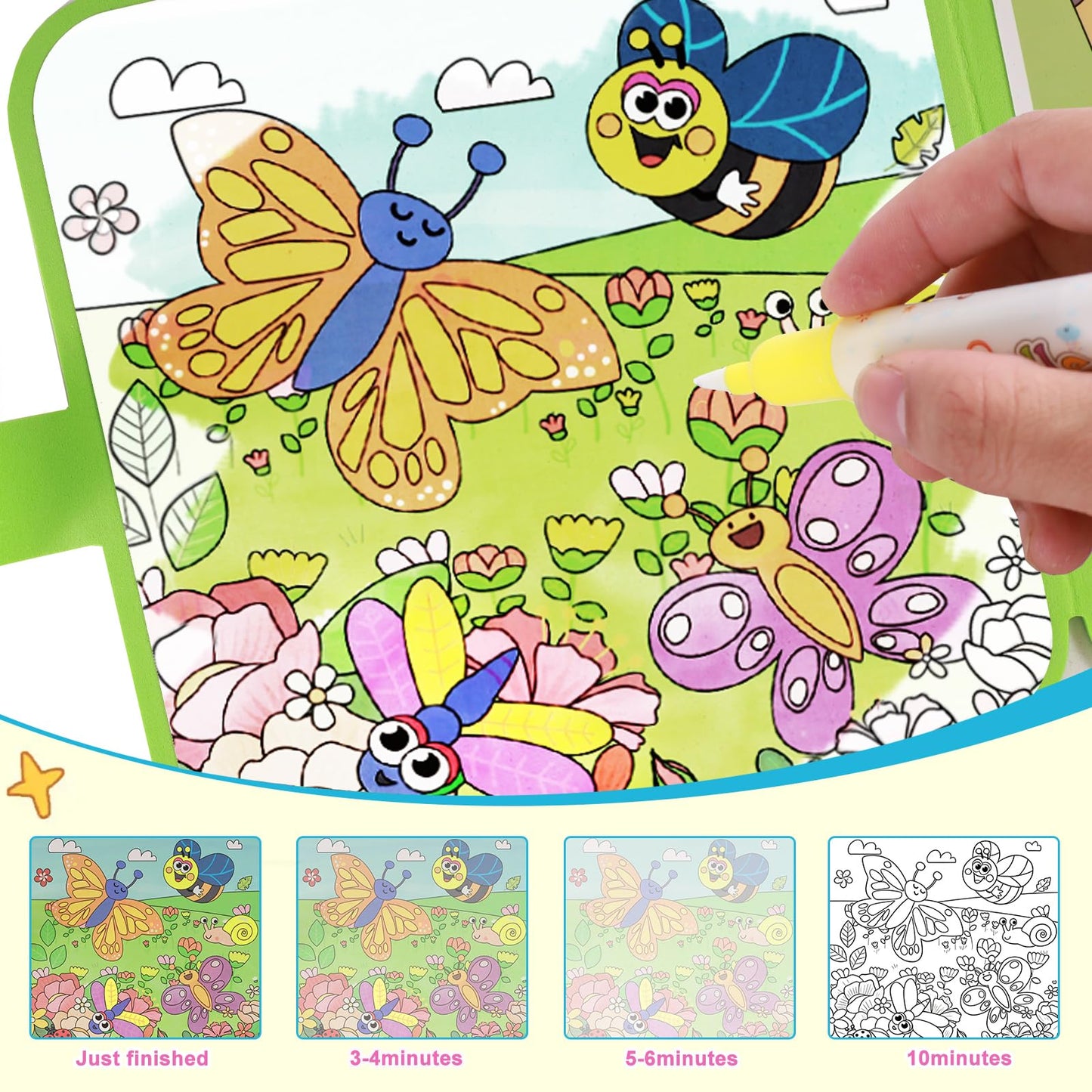 YECHISY Reusable Water Painting Books for Kids: 3 Pack Mess-Free Magic Water Coloring Books - Paint with Water Books, No Mess Coloring Travel Activity Toys for Toddlers Ages 3+
