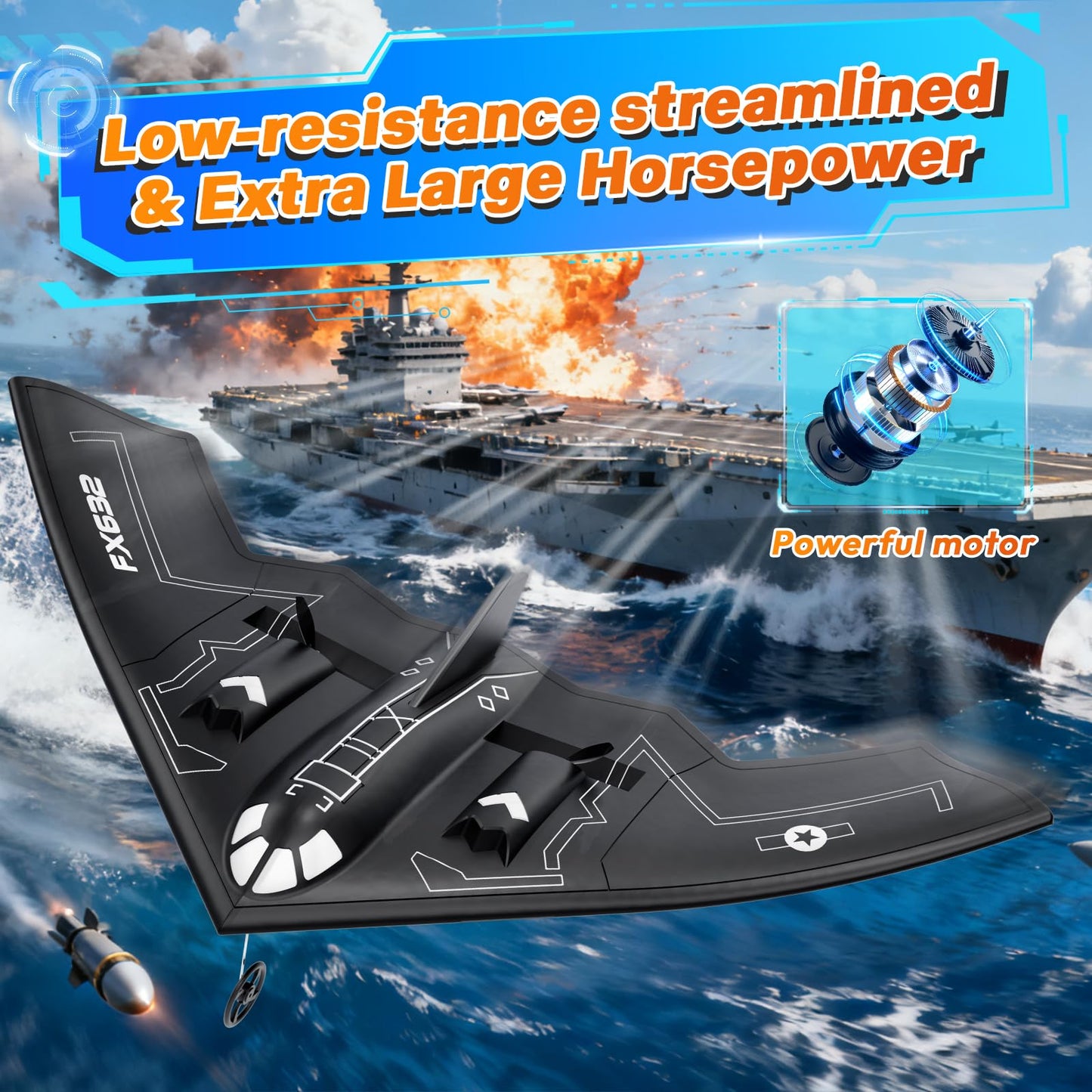 AIGIMU RC Airplane, RC Plane Ready to Fly, 2CH Remote Control Airplane with 6-axis Gyro Stabilizer B2 Spirit Stealth Bomber 2.4GHz Remote Control Plane for Beginners Boys Kids