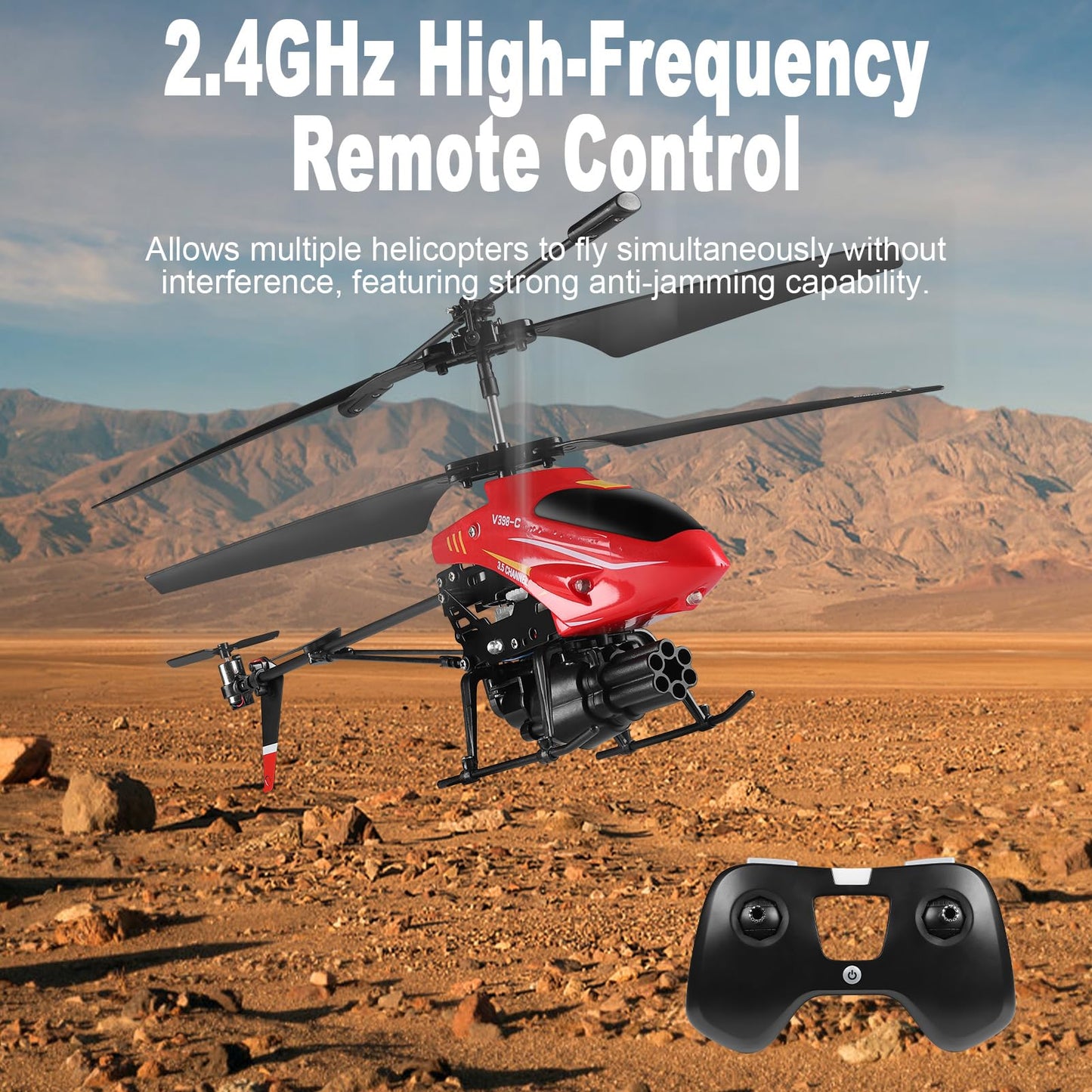 GoolRC Remote Control Helicopter, WLtoys V398-C 3.5 Channel RC Helicopter with 6-Axis Gyroscope, Altitude Hold, LED Light, Simulate Firing, 2.4GHz Flying Toys for Beginners