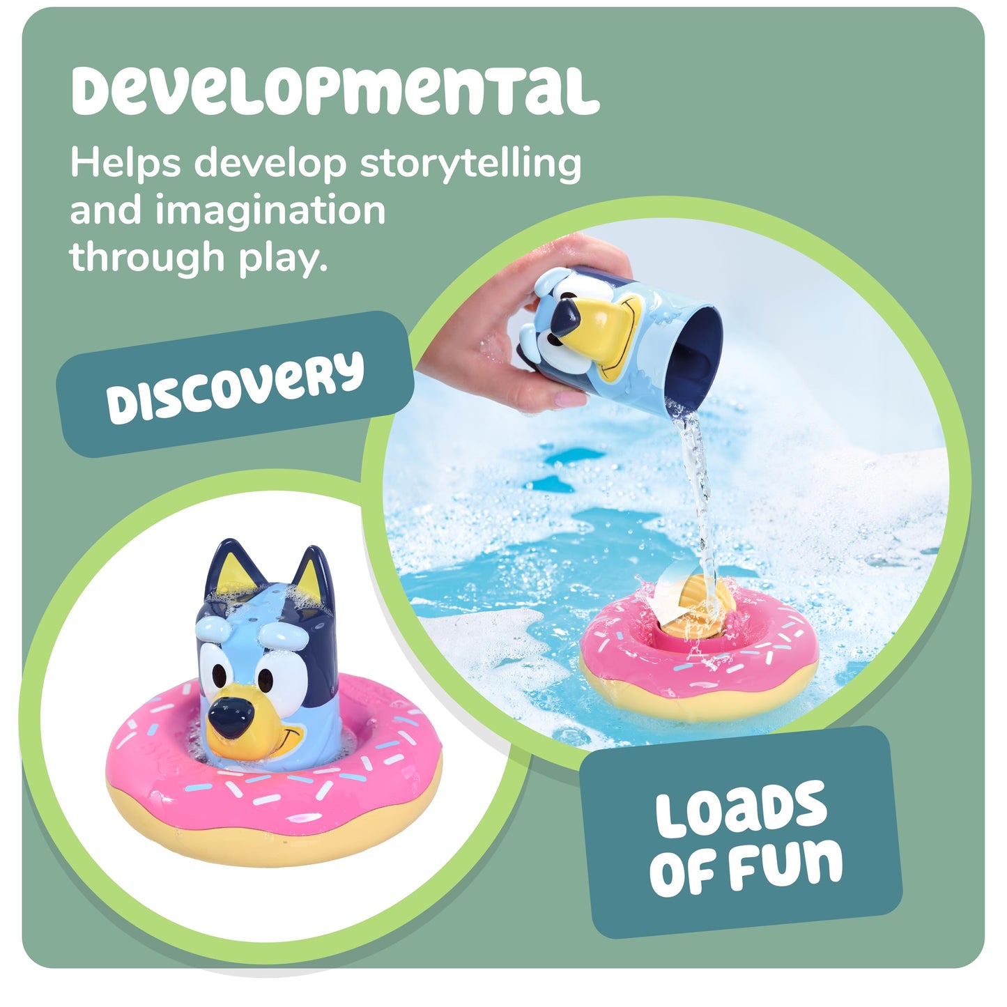 Tomy Toomies Bluey Bath Toys with Pourer and Water Wheel - Sensory Water Toys - Officially Licensed - 18+ Months