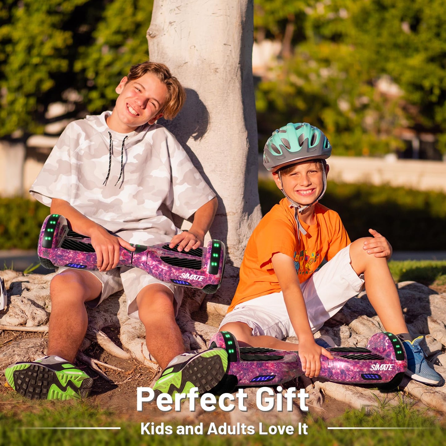 SIMATE Hoverboard, Bluetooth All Terrain Hover Boards with LED Lights and APP Control, Gifts for Kids Adults Girls Boys, for All Ages