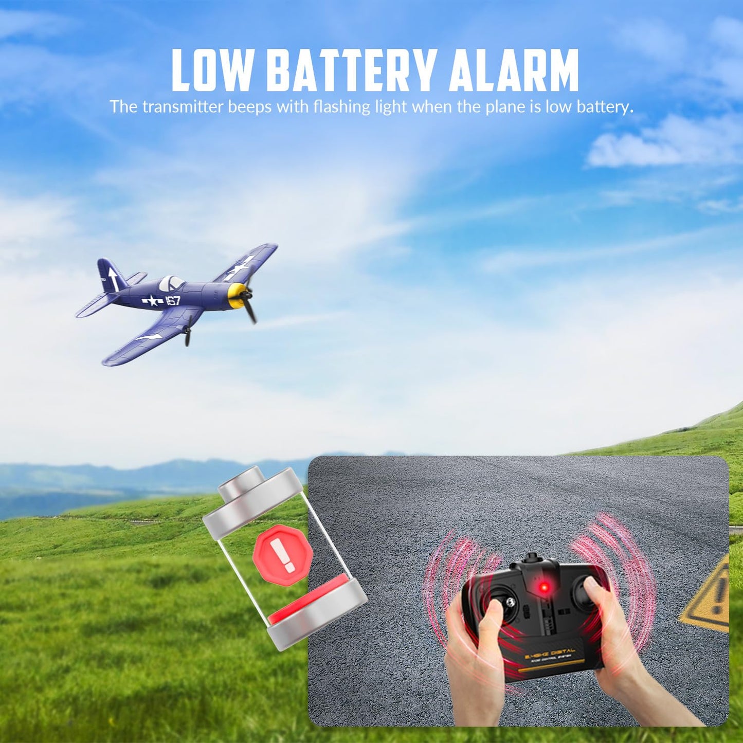 volantexrc RC Plane 3 Channel Remote Control Airplane Fighter Toys, 2.4GHz 6-axis Gyro Stabilizer RTF Glider Aircraft Plane, Easy to Fly for Adults Beginners (F4U Corsair)
