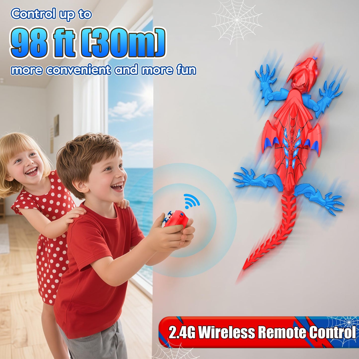 TWFRIC Wall Climbing Gecko Lizard The Rechargeable Remote Control Car Toy - Exciting RC Crawlers for Kids Ages 6+, Unlock Endless Fun, Perfect for Halloween, Christmas & Birthday Gifts (Red)