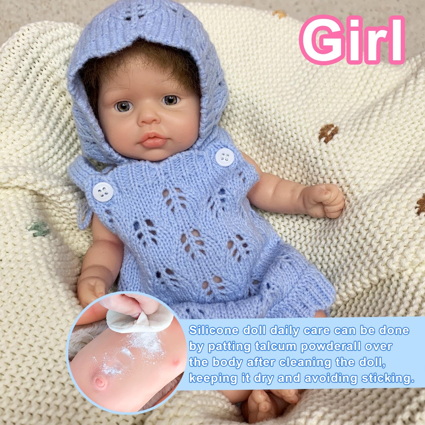 Yokyyi 10 Inch Silicone Baby Doll Lifelike Reborn Dolls Full Body Dolls Girl Washable Soft Silicone Reborn Baby Collectible Doll for Kids Ages 3+ & Collectors
