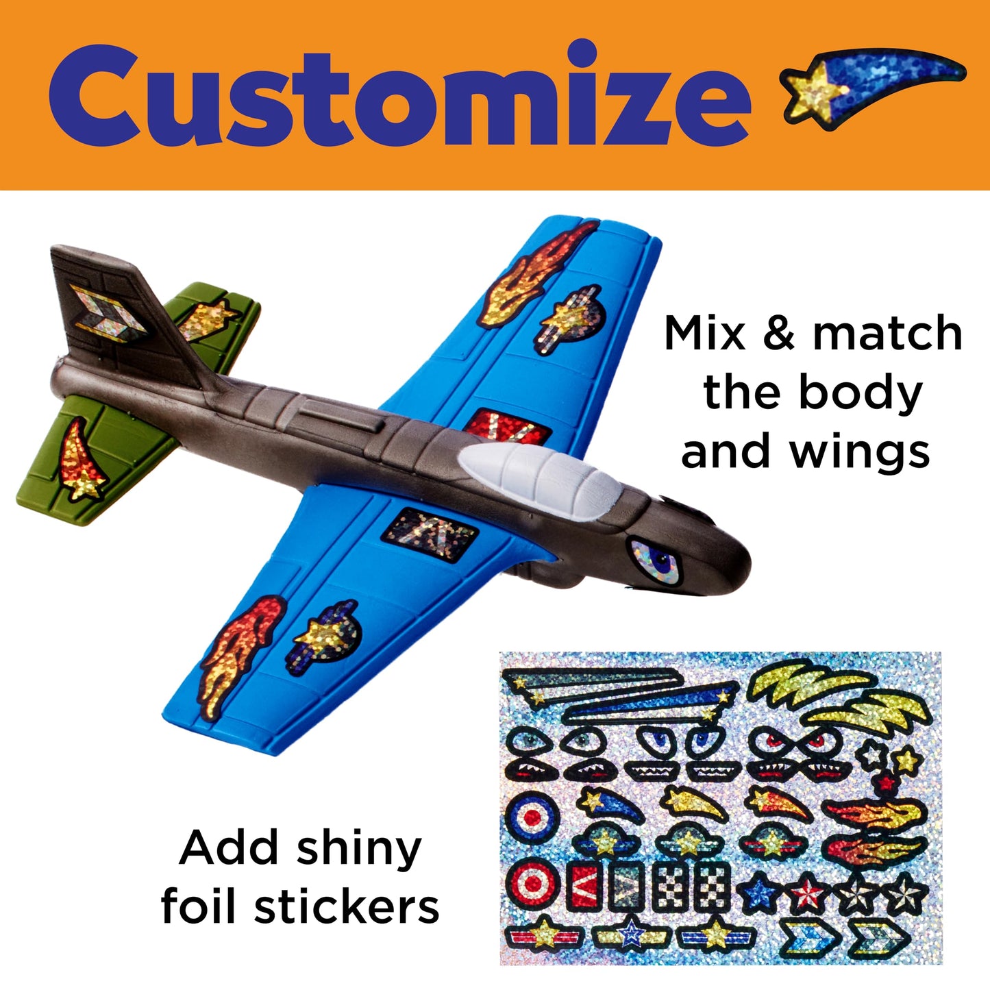 Creativity for Kids Stunt Squadron Foam Fliers: Makes 3 Airplane Toys for Kids, Crafts and STEM Kits for Kids, Toys for Boys and Girls, Boys Gifts (Ages 5+)