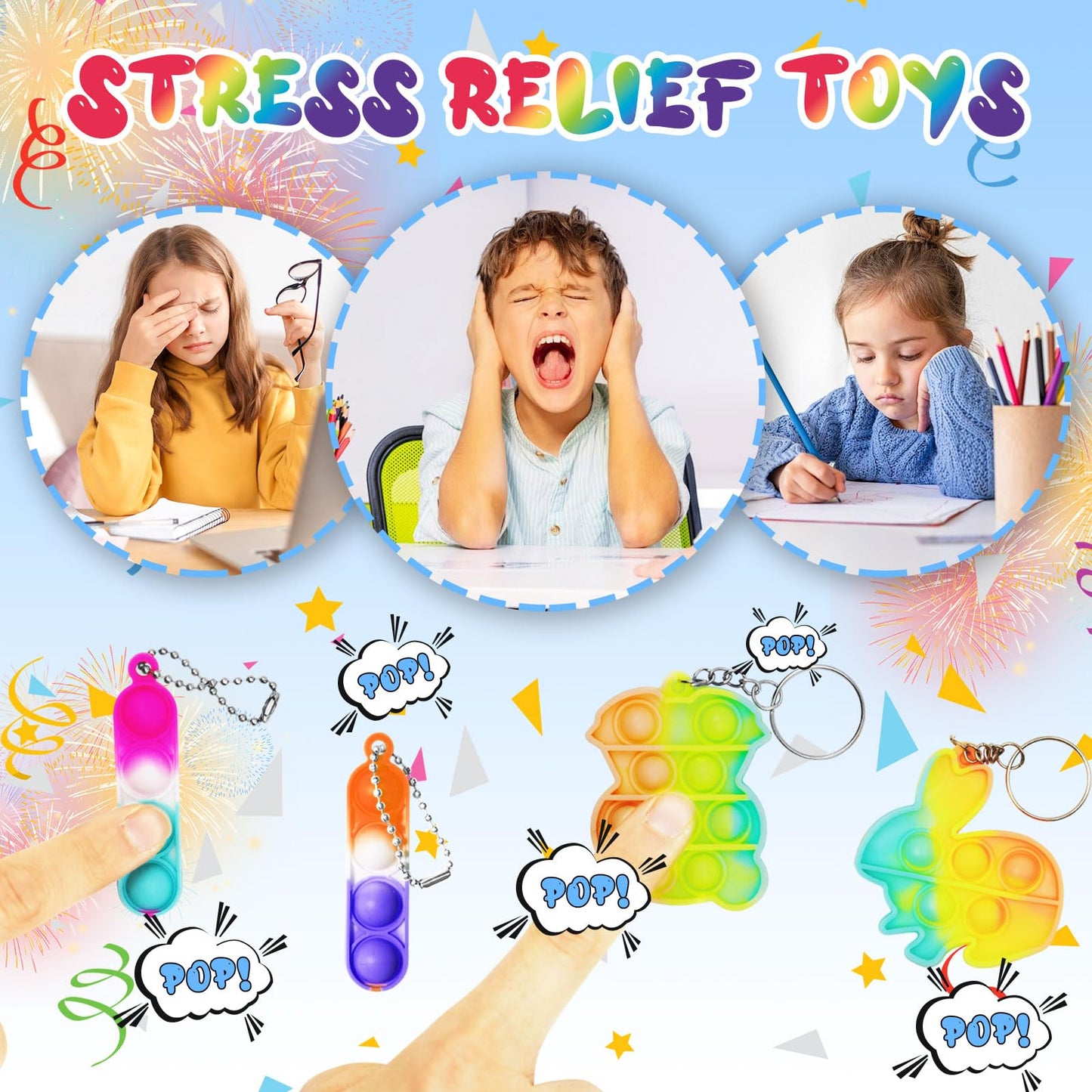 124 Pcs Party Favors for Kids, Fidget Toys Bulk, Birthday Gifts Toys, Stocking Stuffers, Prize Treasure Box Toys for Classroom, Goodie Bags Stuffers, Pinata Filler, Carnival Prizes for Boys Girls 4-10
