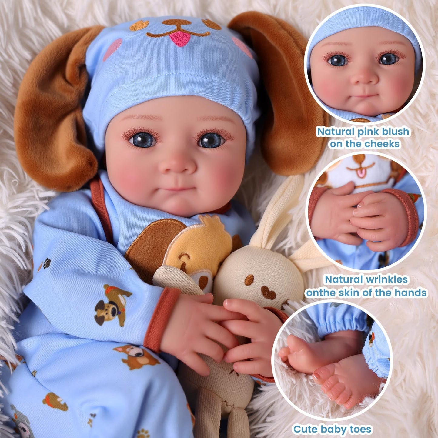 BABESIDE Lifelike Reborn Baby Dolls Boy - 20 Inch Handmade Realistic Baby Doll Cloth Soft Body Newborn Silicone Baby Doll with Toy & Gift Box for Kids 3+