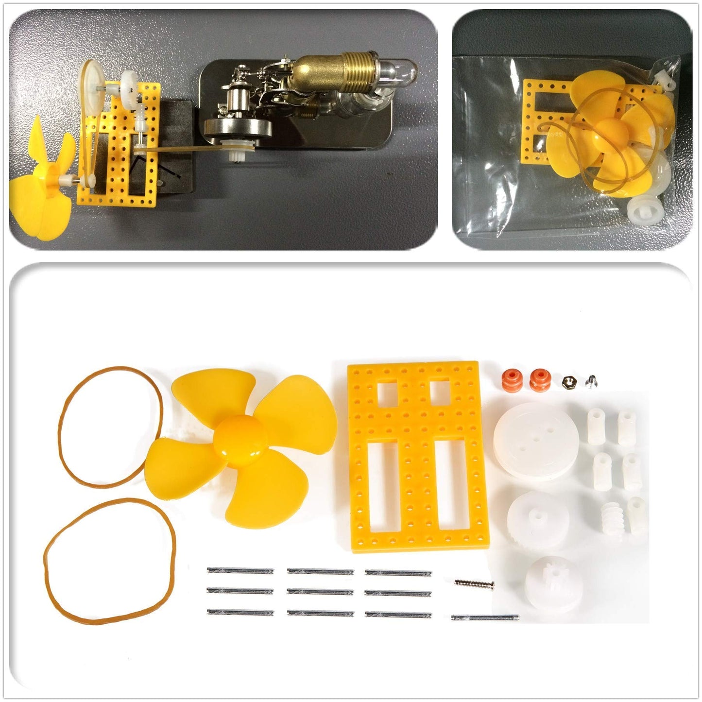 Sunnytech Mini Hot Air Stirling Engine Mini Hot Live Steam Model Education Toy HA001-BJ001