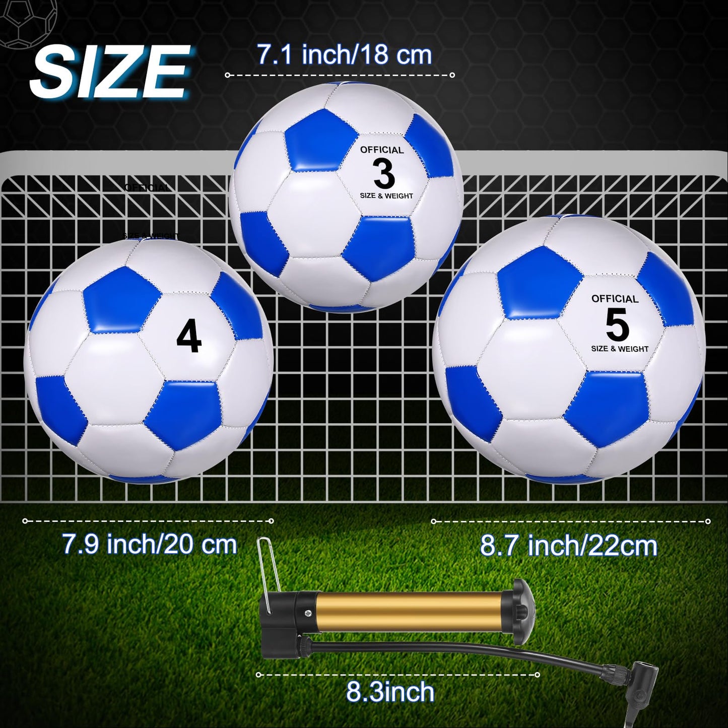 Libima 12 Pcs Soccer Ball with Pump Official Size 3/4/5 Soccer Ball Bulk for Child Adult School Sport Training Practice Back to School(Size 4,Red, Blue, Black)