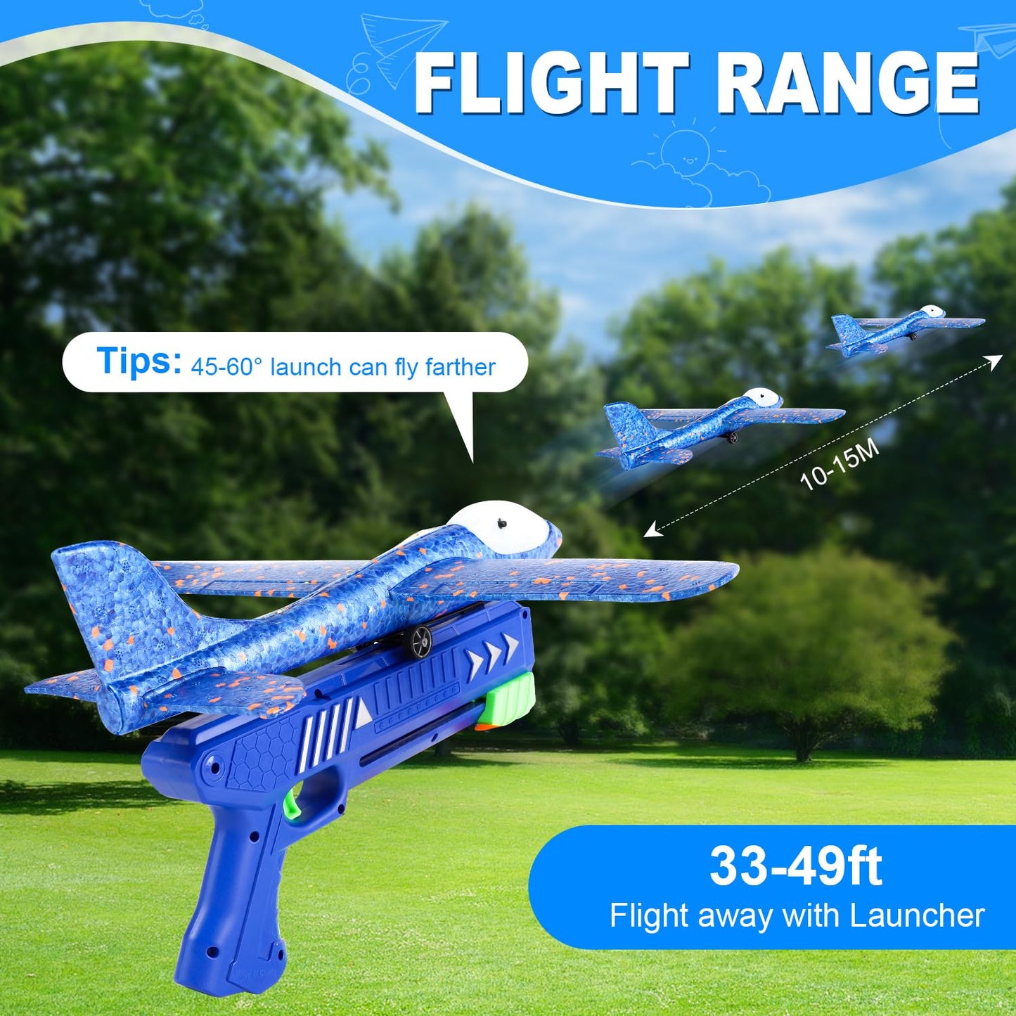 TAOTENDAR Airplane Launcher Toys,3 Pack 13.2'' LED Foam Glider Catapult Plane Toy for Boys,2 Flight Modes Outdoor Flying Toys Birthday Gifts for Boys Girls 3 4 5 6 7 8 9 10 11 12 Year Old