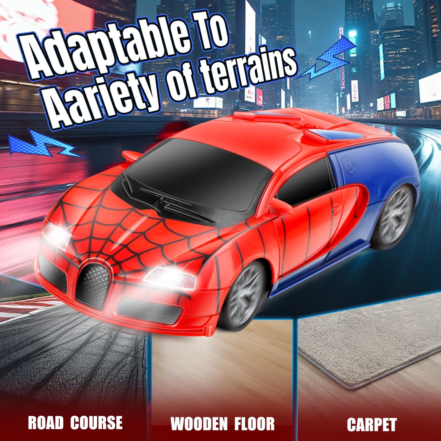 Gretex Remote Control Car Toy for Kids: Spider RC Cars for Boys Age 4-7 Toy Cars for Boys Age 4-7 Racing Car Toys Spider Toys for Boy 4-6 Birthday Gift for 3 4 5 6 7 8 Year Old Boy Girls, Red