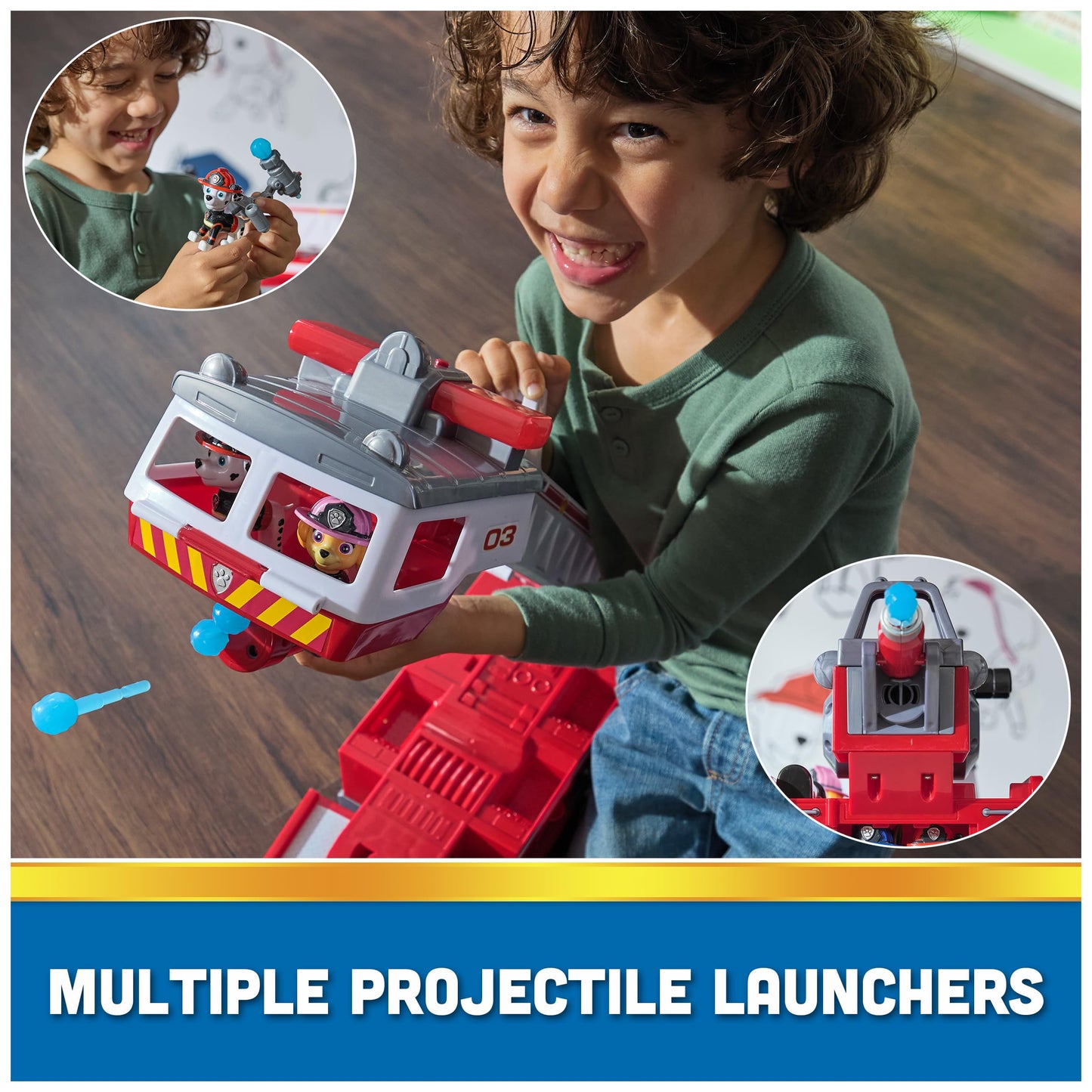 PAW Patrol Ultimate Rescue Fire Truck with 2 Ft. Ladder, Lights, Sounds, a Mini Toy Car, Chase, Marshall & Skye Figures, Toys for Boys & Girls Ages 3+