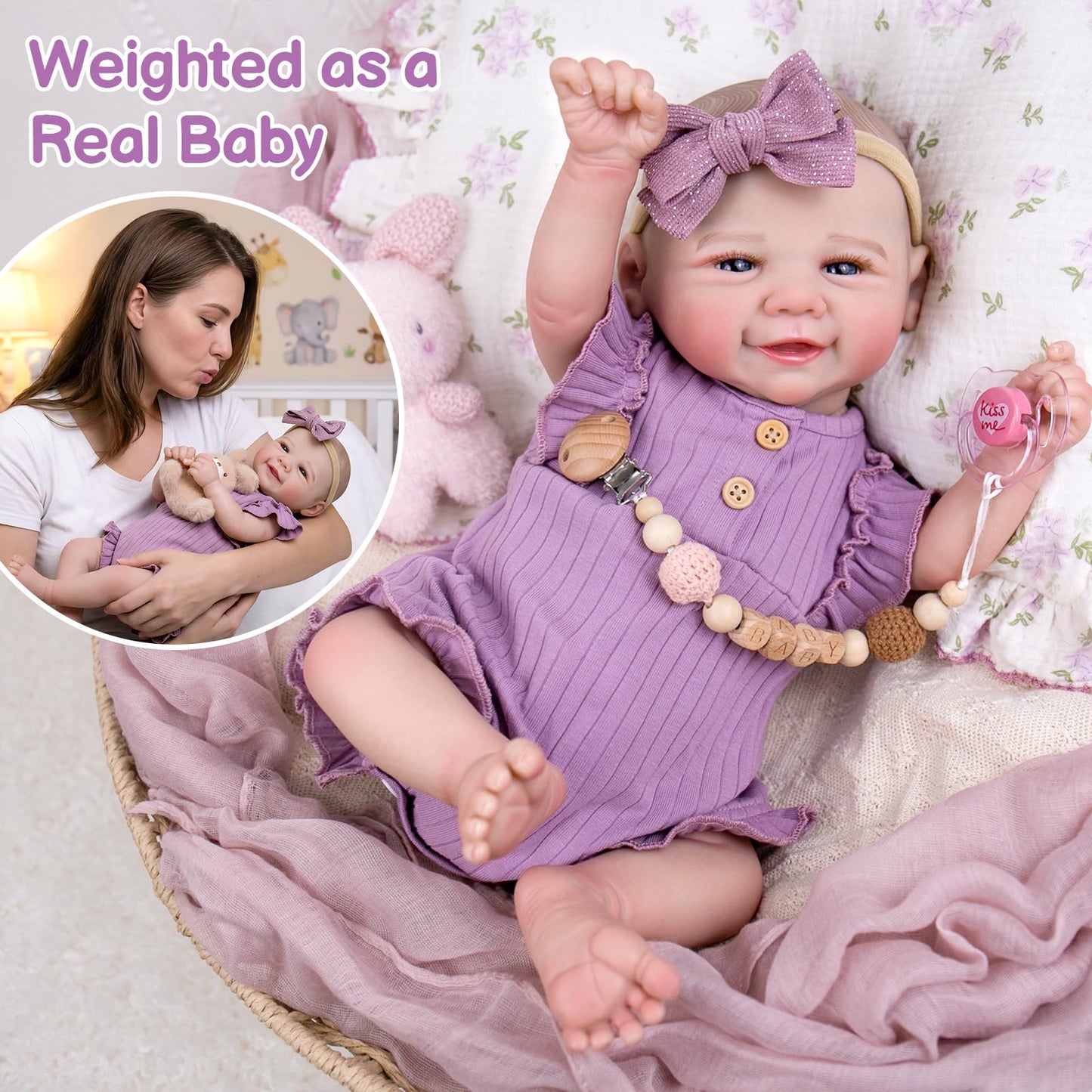 Aori Realistic Reborn Baby Dolls - Weighted Lifelike Newborn Baby Girl that Look Real with Flexible Limbs, Real Life Baby Doll Set with Outfit for Kids 3+, Parents, Elderly and Collectors