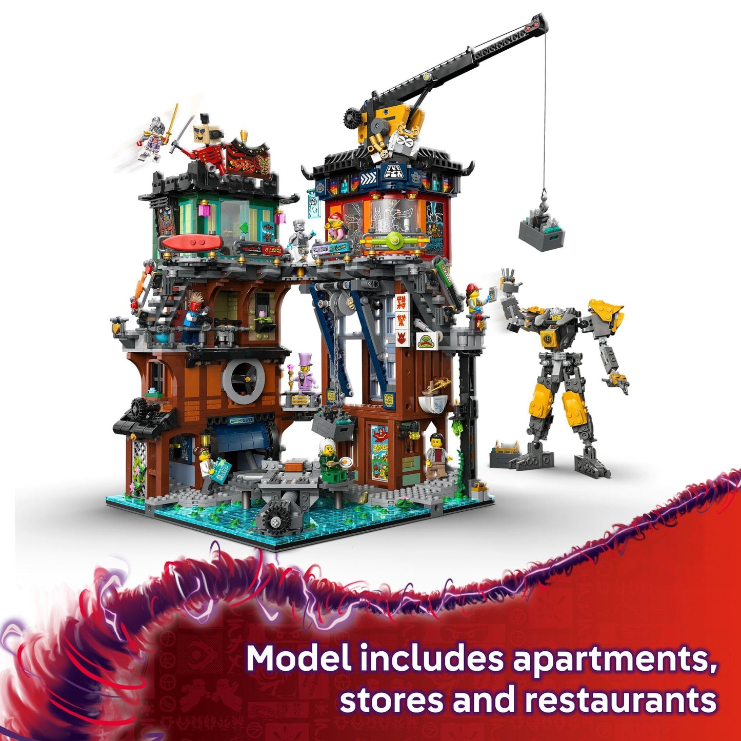 LEGO NINJAGO City Workshops Building Toy - Ninja Set for Boys & Girls, Ages 14+ - Gift for Teens - Includes 10 Minifigures and a Mech - for Play and Display - 71837