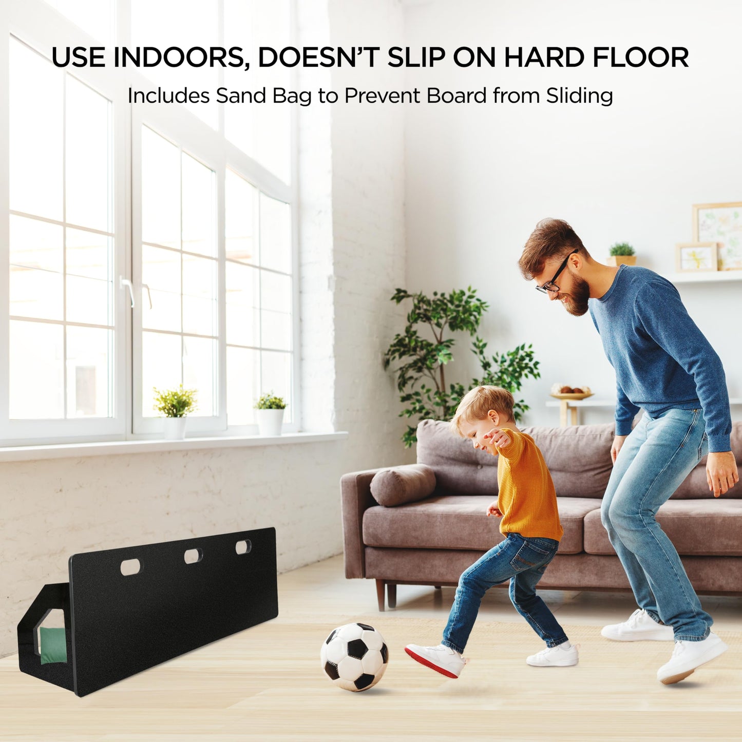 ZivPlay Soccer Rebounder Board Soccer Training Equipment Portable Wall Trainer for Kick Back Practice with 2 Ball Rebound Angles Includes Sand Bag 32 x 12 Inch