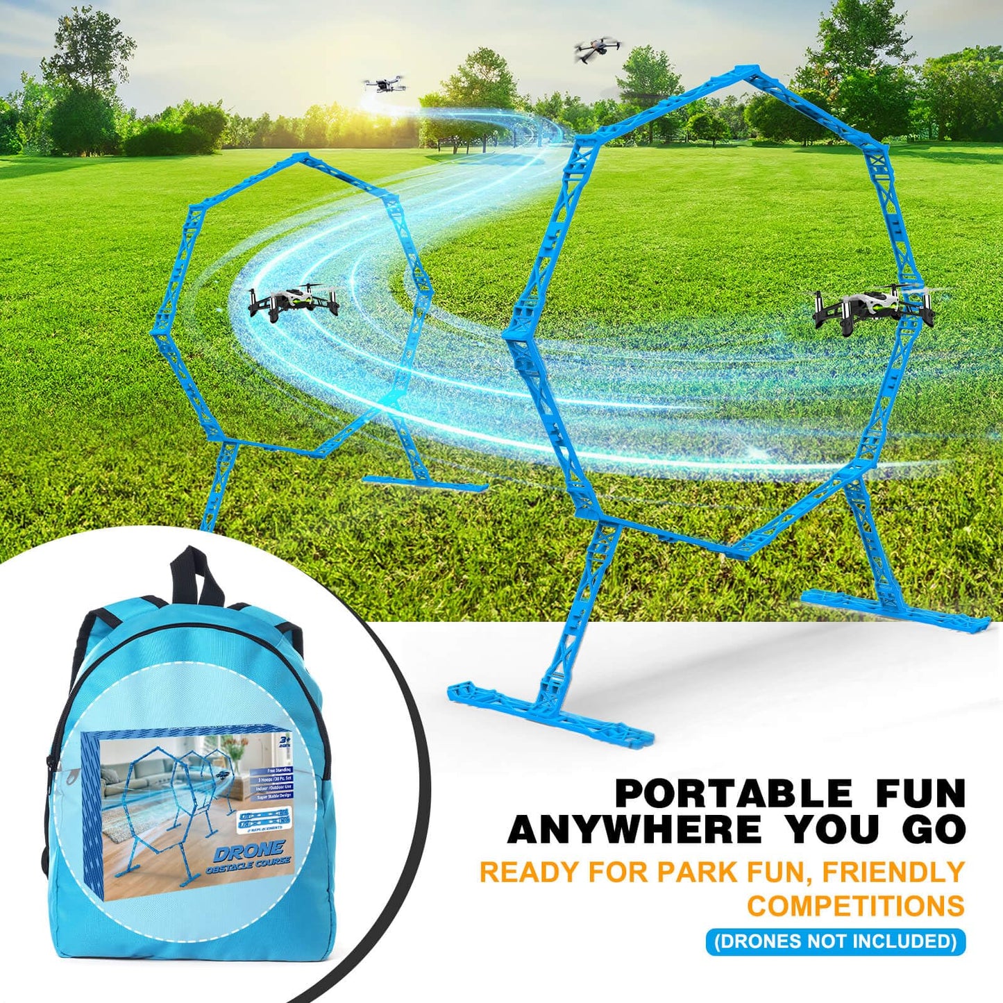 Dolanus 2-Pack Obstacle Hoops for FPV Racing Drones - Durable & Easy-Build - Ideal Drone Obstacle Course for Kids 6-12 & Adults, RC FPV Racing & Model Aircraft Games