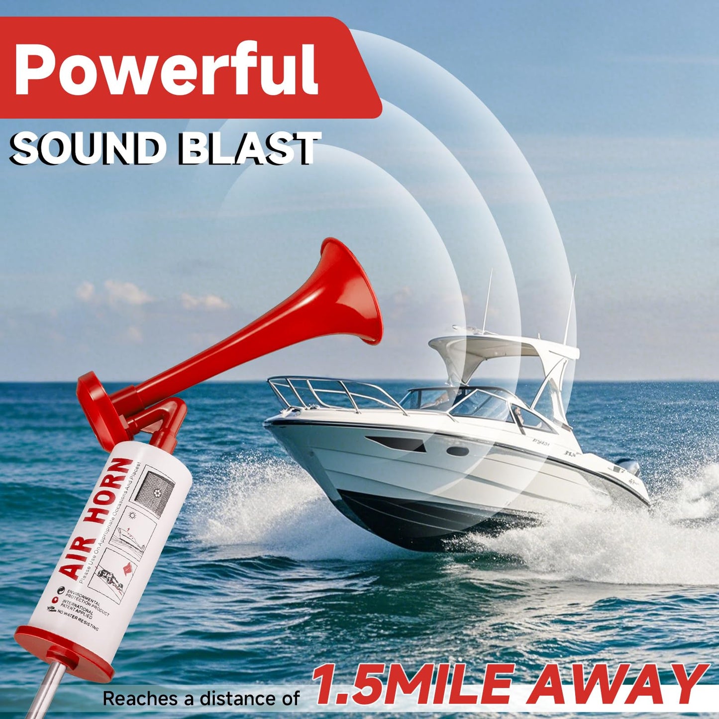 Handheld Pump Air Horn, Banhao Cheering Horns Sports Events Loud Noise Maker Safety Horns for Boats Party Graduation Aggressive Animals
