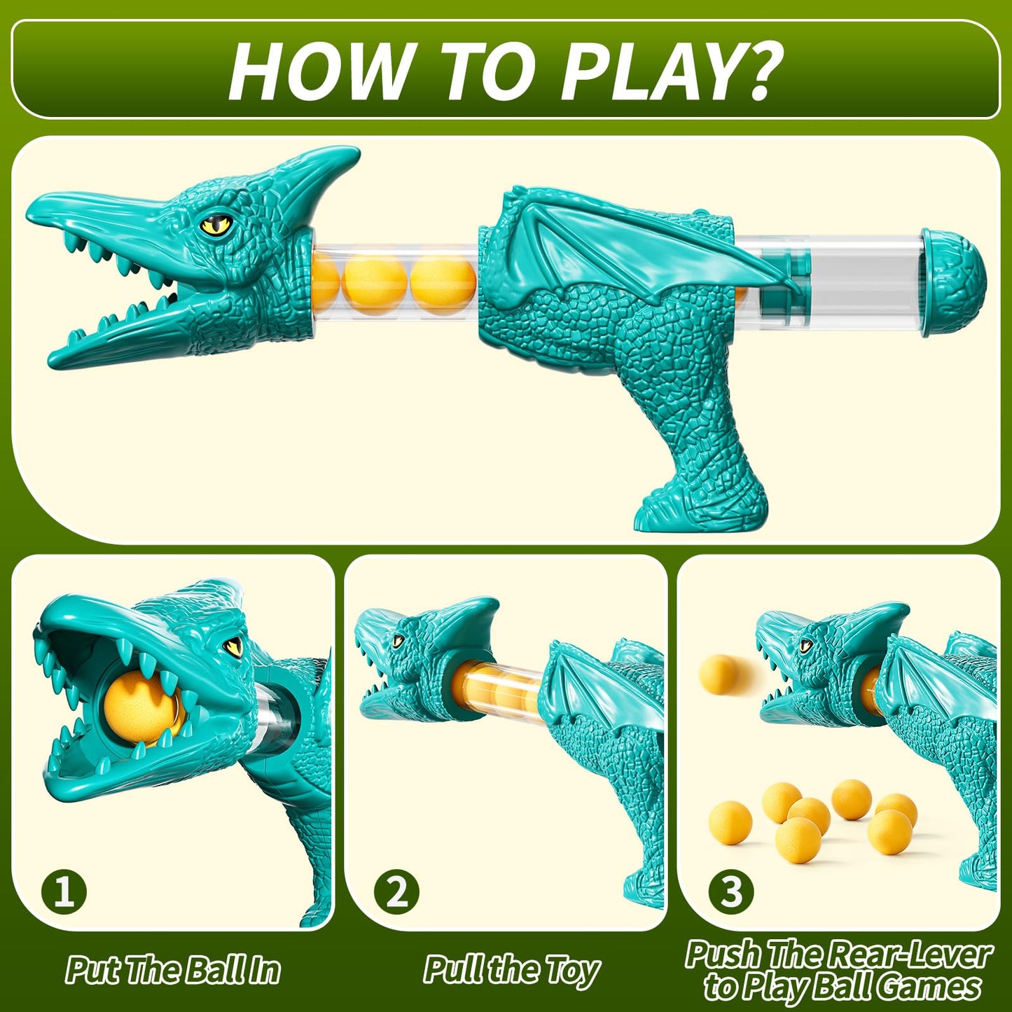 JUKUDAHU Dinosaur Shooting Toys for Kids 3-5, Moveable Shooting Game with 2 Air-Pump, 36 Balls Toys, Scoreboard, Light and Sound, Competitive Game Birthday Gift Boys and Girls Ages 3 4 5 6 7 8