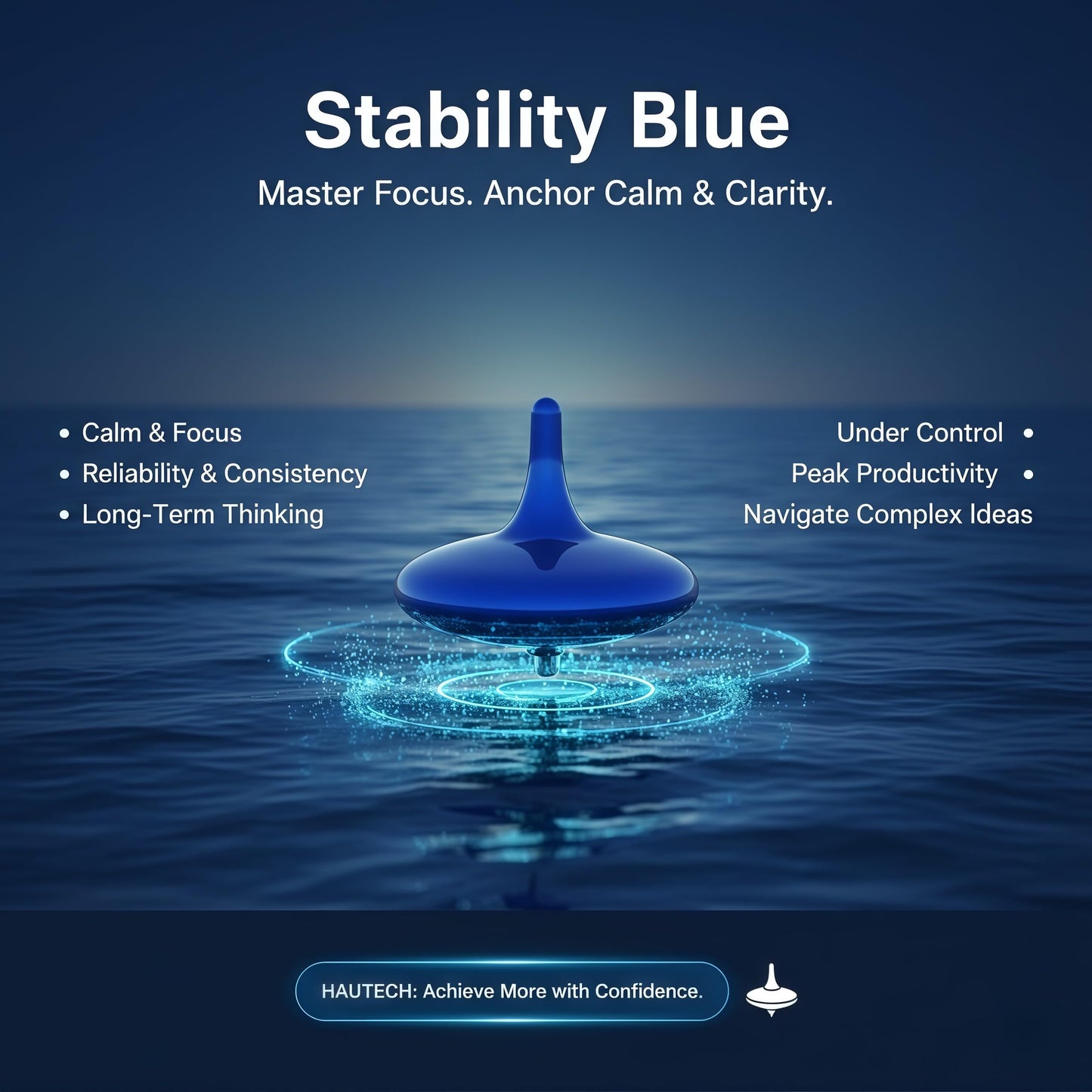 Hautech Electric Spinning Top, 6+ Hours Endless Spinning, LED Light Show, the Dreamer Spinning Top for Focus, Calm & Creativity, Timer-Enabled Design, Unique Gift for Adults (Stability Blue)
