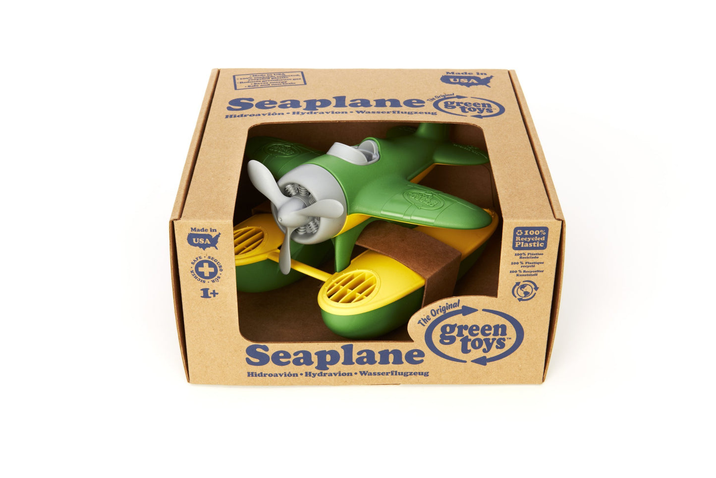 Green Toys Seaplane, Green/Yellow - Pretend Play, Motor Skills, Kids Bath Toy Floating Vehicle. No BPA, phthalates, PVC. Dishwasher Safe, Recycled Plastic, Made in USA.