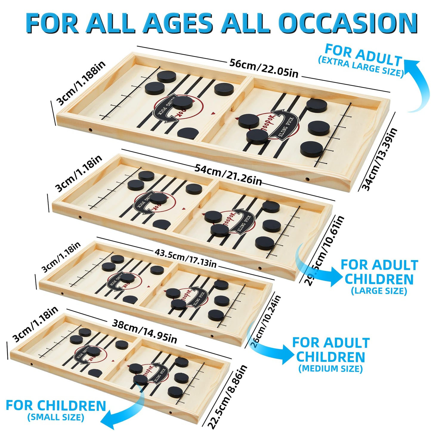 moopok Fast Sling Puck Game - Fast Action Super Foosball Table Desktop Battle Slingshot Wooden Air Hockey Board Game -Guaranteed Fun for Family Game Night or Friends Party