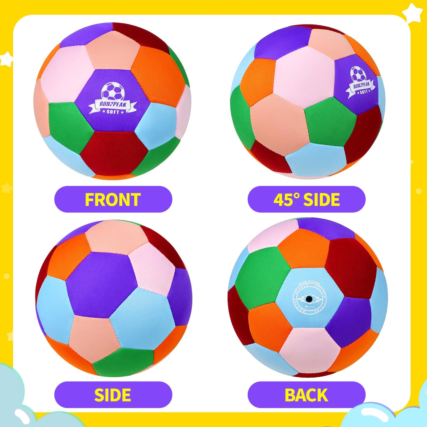 RUN2PEAK Super Light Soft Soccer Ball Size 3 - Safe and Quiet Indoor Soccer Balls Fun Gift for Inside House Yard Training Playing with Pump