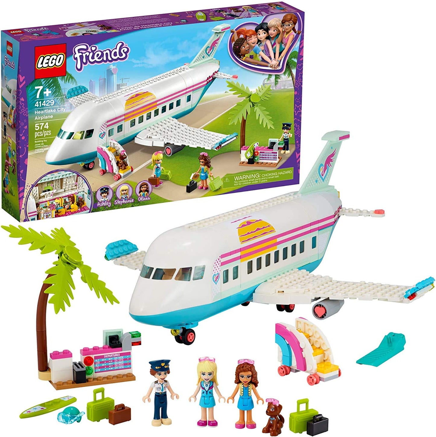 LEGO Friends Heartlake City Airplane 41429, Includes Friends Stephanie and Olivia, and Lots of Fun Airplane Accessories to Spark Fun and Creative Playtimes (574 Pieces)