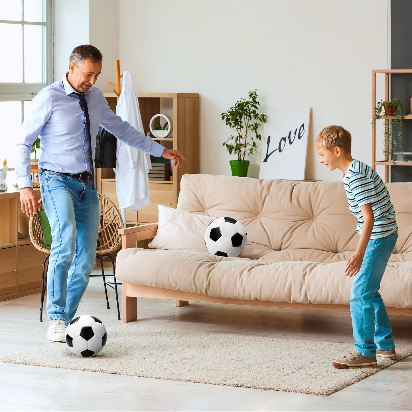 Innotoys Soccer Balls Size 5 with Pumps - Set of 3 Soccers and 3 Pumps - Official Size and Weight - Safe Soft Cover and Long-Lasting Performance - Classic Indoor Outdoor Soccers for Adults