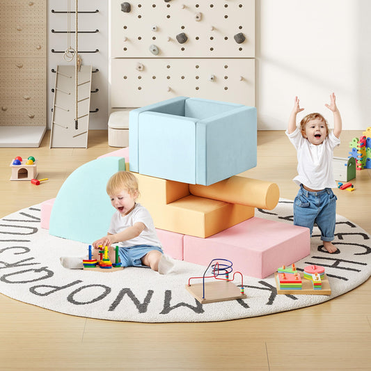 smilesun 12 PCS Foam Climbing Blocks for Toddlers with Ball Pit, Safe Soft Play Gym Set，Baby Kids' Indoor Playground Foam Blocks for Crawling, Climbing Motor Skills Development（Colorful）