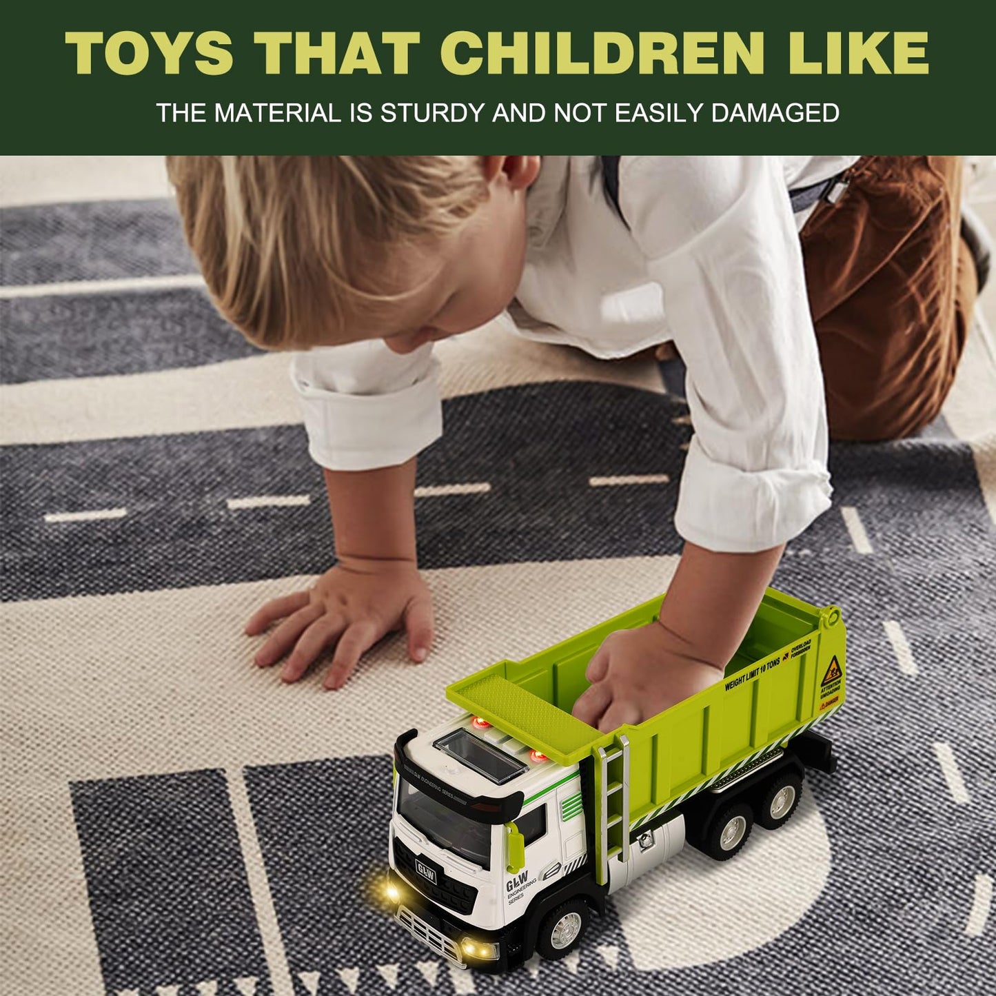Dump Truck Toy for Boys-1:40 Simulation Model, Educational Construction Toys with Realistic Lights & Sounds, Perfect Christmas Birthday Gifts for Kid Ages 3 4 5 6 7 8 Years Old (Dump Truck)