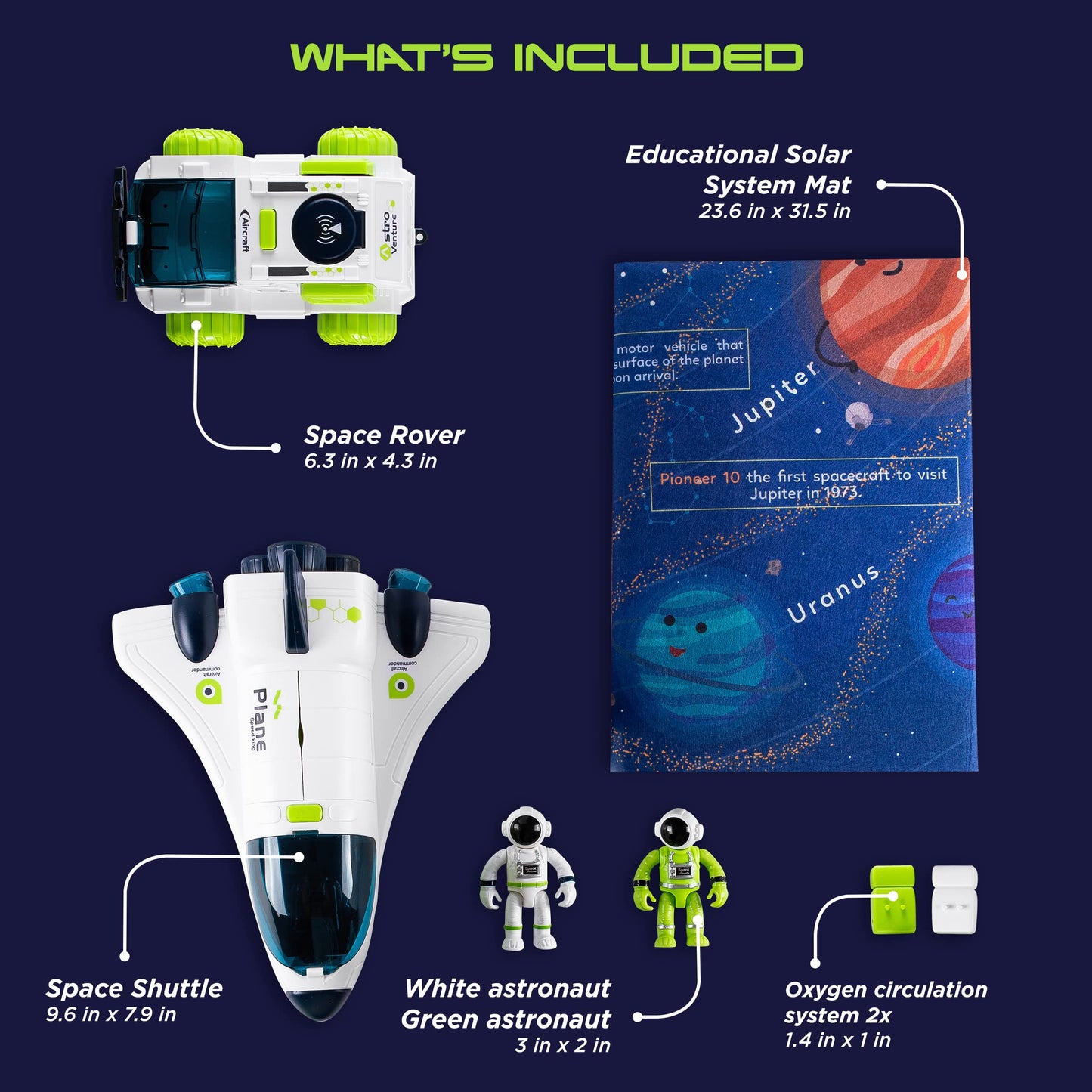 CHUKOO Space Toys for Kids 3 4 5 6 7 8, Rocket Ship Toy for Kids with Solar System mat, Shuttle, Astronaut and Space Rover, Spaceship Toy, Rocketship Toys for Boys 5-8 Playset