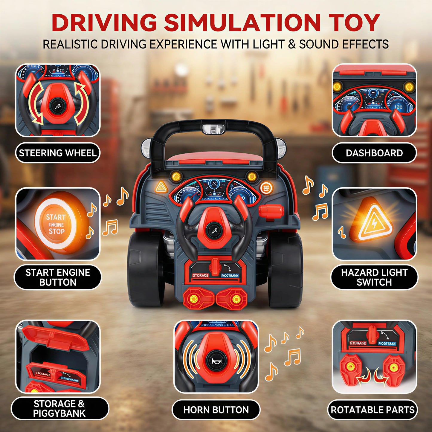 Interactive Truck Engine Toy with Removable Parts - Lights, Sounds, and Fun for Young Mechanics -Unleash their Creativity and Motor Skills with this Truck Engine Toy- Ideal Gift for 3-5-Year-Old Boys