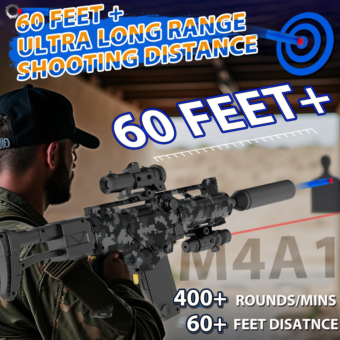 Automatic Toy Foam Blaster Sniper with Scope, Electric Toy Dart Blaster with 120 Foam Darts, Goggles, Air Pocket Technology Outdoor Shooting Game Kids Toys for Ages 8-12 Boys Girls
