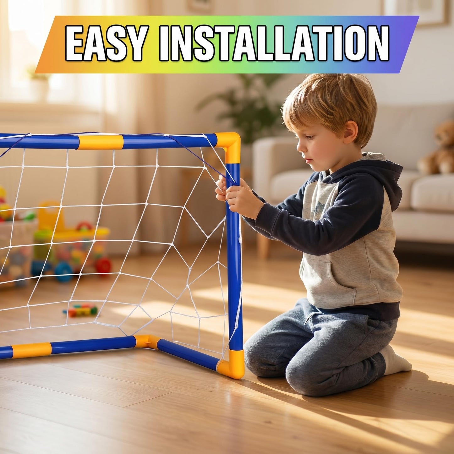 Soulchen Kids Mini Soccer Goal with Indoor Padded Soccer Ball Size 4 and Pump Created for Inside Your Home and Yard 30.3" x 15.8" Portable Training Equipment Sport Gift for Kids Ages 3+