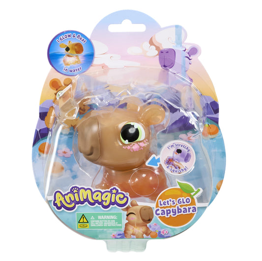Animagic Let's Glo Capybara Brown | Squishy Water Toy Floats and Glows | Ages 4+