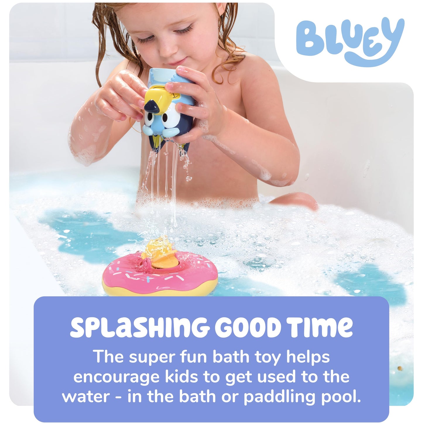 Tomy Toomies Bluey Bath Toys with Pourer and Water Wheel - Sensory Water Toys - Officially Licensed - 18+ Months