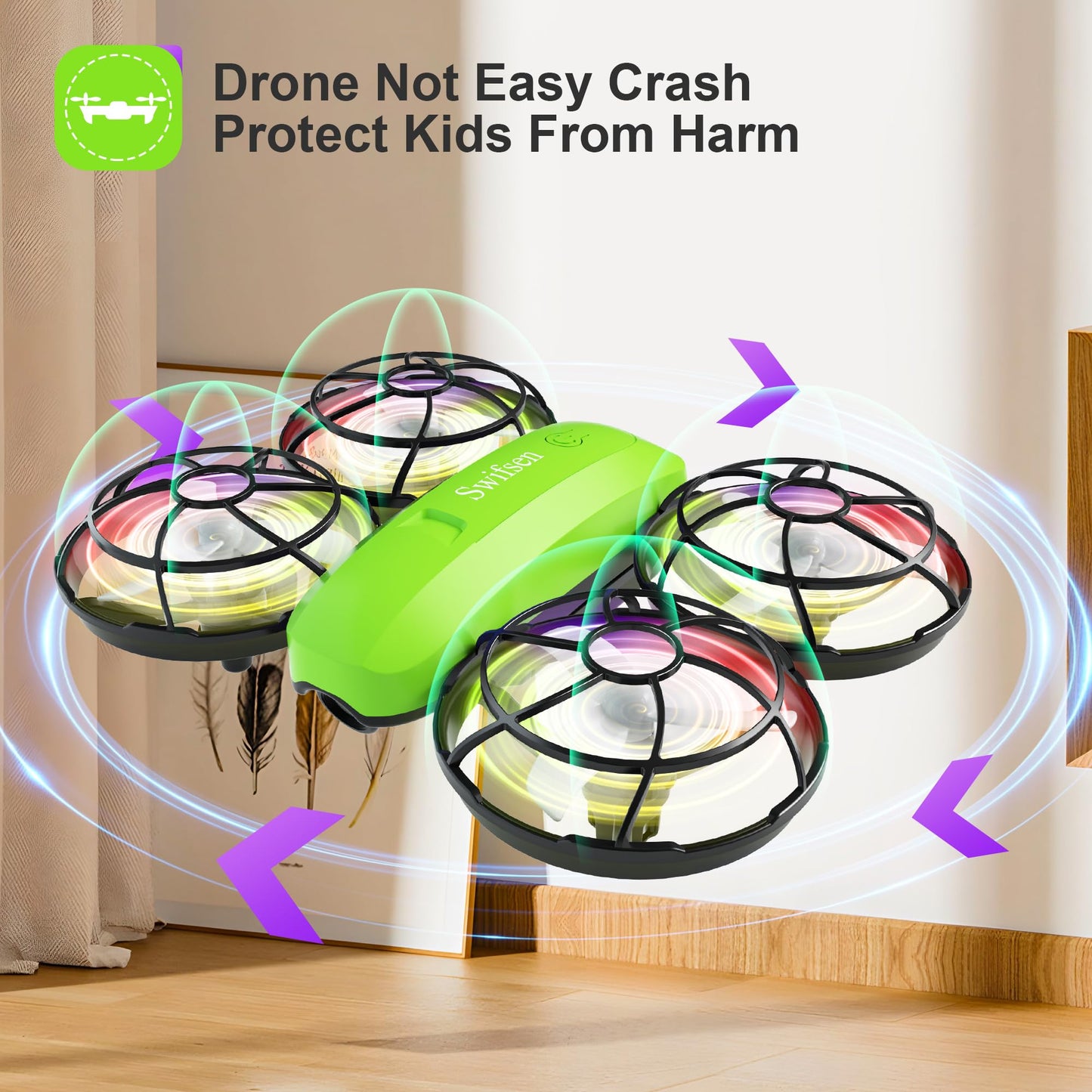 Swifsen Kids Drone with Camera – Mini Rc Toy for Boys, Beginners, Birthday Gifts for Boys and Beginners,Quadcopter Light Toy With 2 Batteries,Rc Drone Indoor Small Helicopter,Altitude Hold