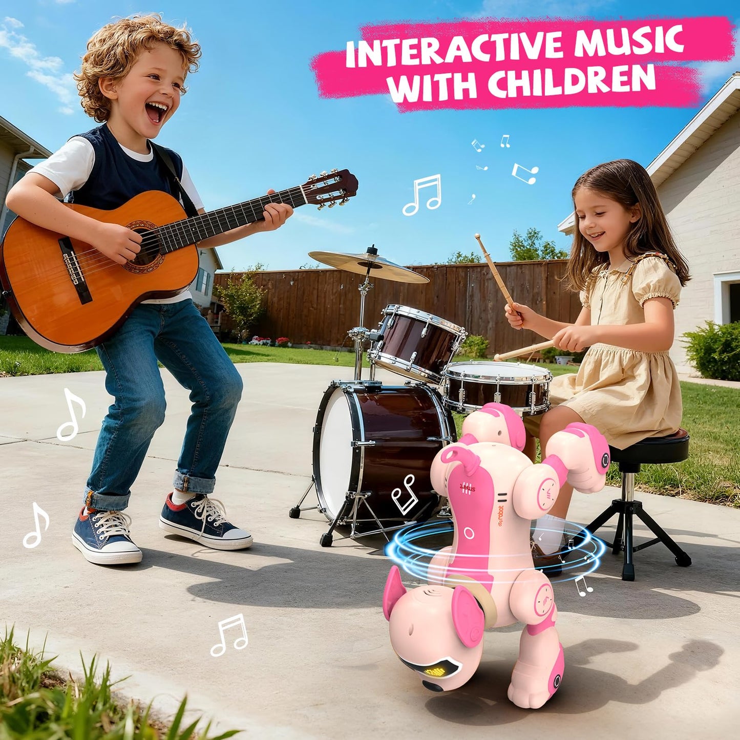 PRANITE Robot Dog Toy for Kids, RC Smart Programmable Robotic Puppy Interactive Touch Music Remote Control Follow Mode Fun STEM Educational Learning Toy Rechargeable Pink AI