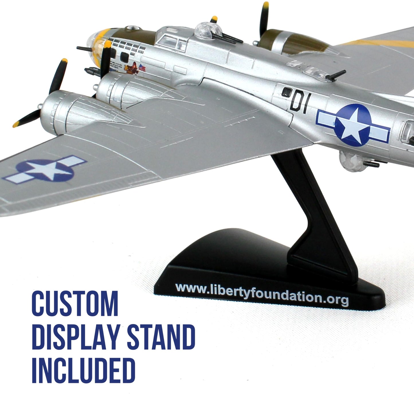 Daron Boeing B-17 Flying Fortress B-17G Die-Cast Model – 1:155 Scale WWII Heavy Bomber Replica with Display Stand, Highly Detailed, 5.75” Length x 8” Wingspan, Adult Collectible Ages 14+