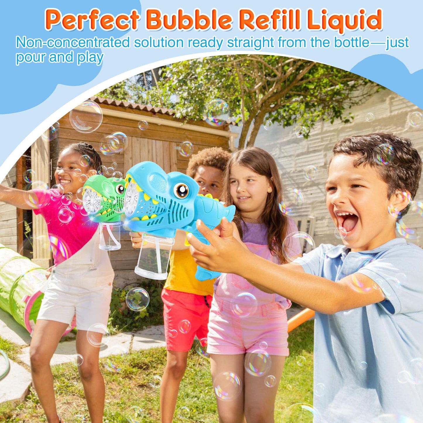 64 OZ Bubble Solution Refill Pre-Mix: Non-Toxic Bubbles for Kids Refills for Bubble Machine, Wands, Blowers, No Mixing Needed Leak-Proof Bottle Solution for Bubbles Toys Parties Outdoor Events Easter