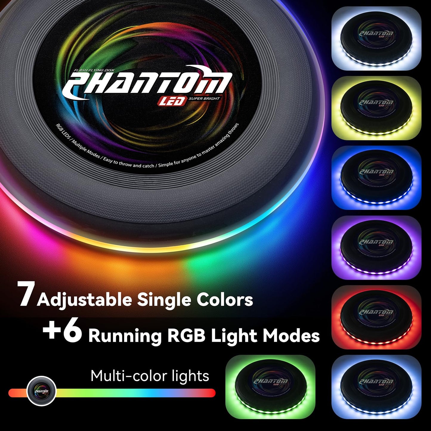 BAOMWSL Light Up Flying Disc - 16 Million Colors RGB or 35 LEDs, Ultra Bright, 13 Light Modes, Rechargeable, Waterproof, Christmas Stocking Stuffers Gift, Camping Toy for Kid/Teen/Adult, 175g