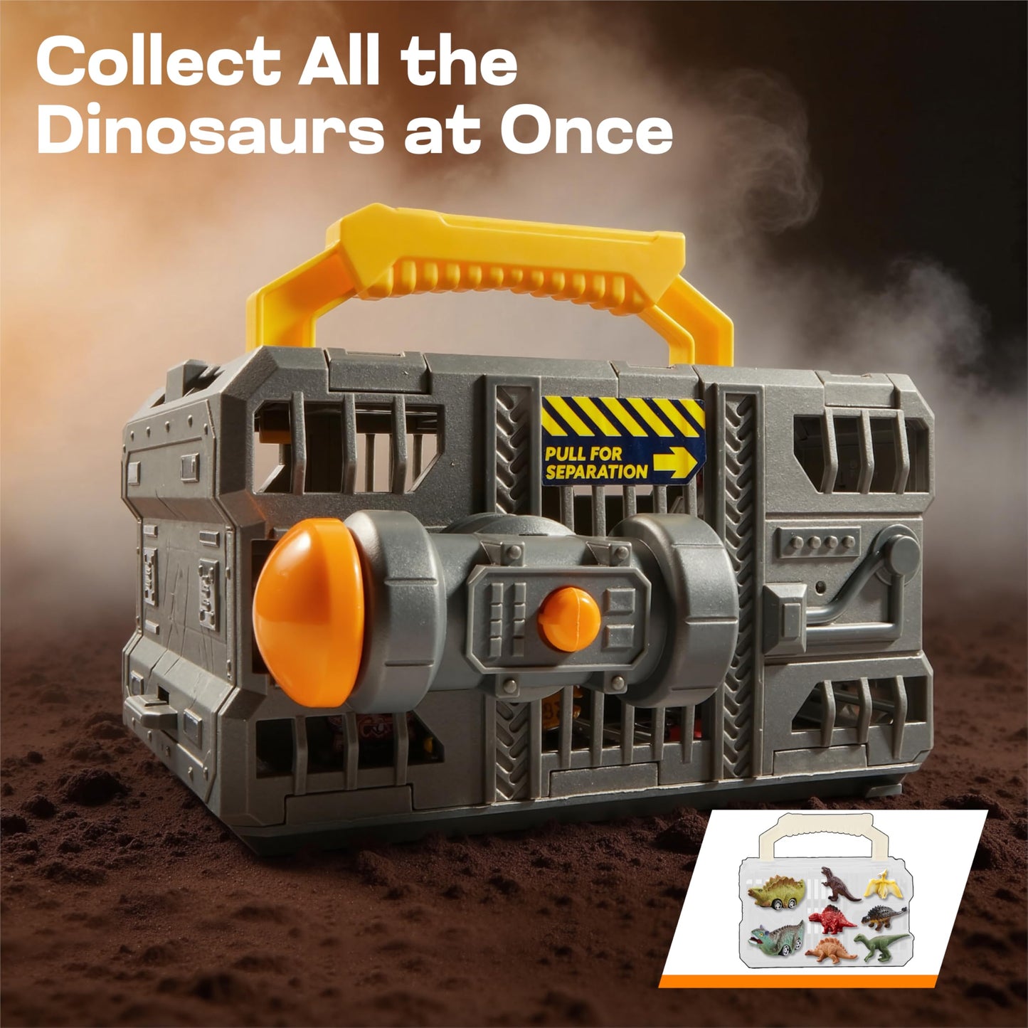 JOVA Vroomix Dinosaur Toys for Kids 3-5, Dinosaur Carrier Truck with 2 Pcs Cars and 6 Pcs Figures for Toddlers, T.Rex Truck with Launcher and Darts, Birthday Gifts Toys for 3 4 5+ Year Old Boy