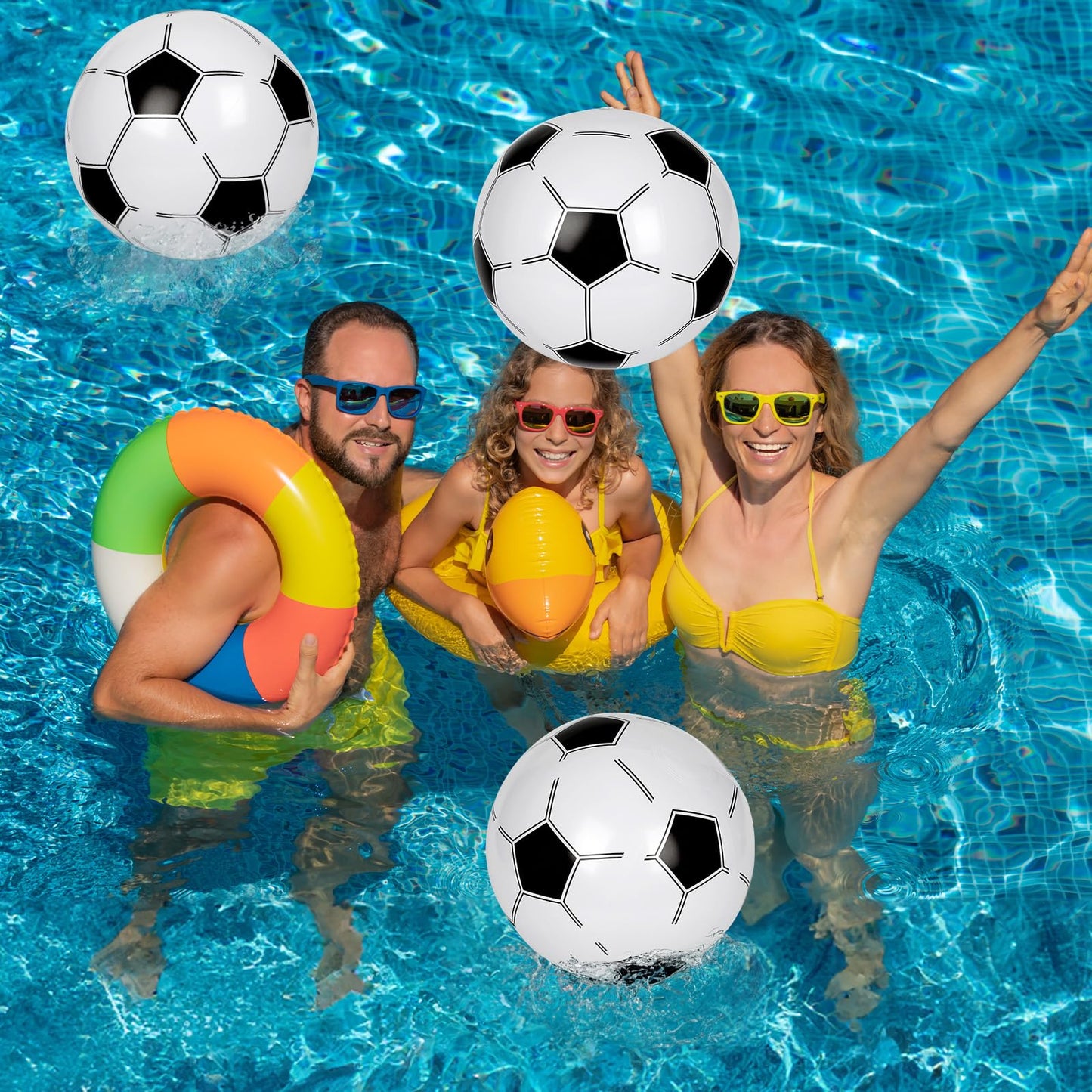 Mototo 60 Pack Inflatable Soccer Beach Balls Bulk, 16 Inch Blow up Soccer Beachballs Inflatable Balls for Indoor Outdoor Summer Beach Pool Super Bowl Themed Sport Game Decoration Birthday Party Favor