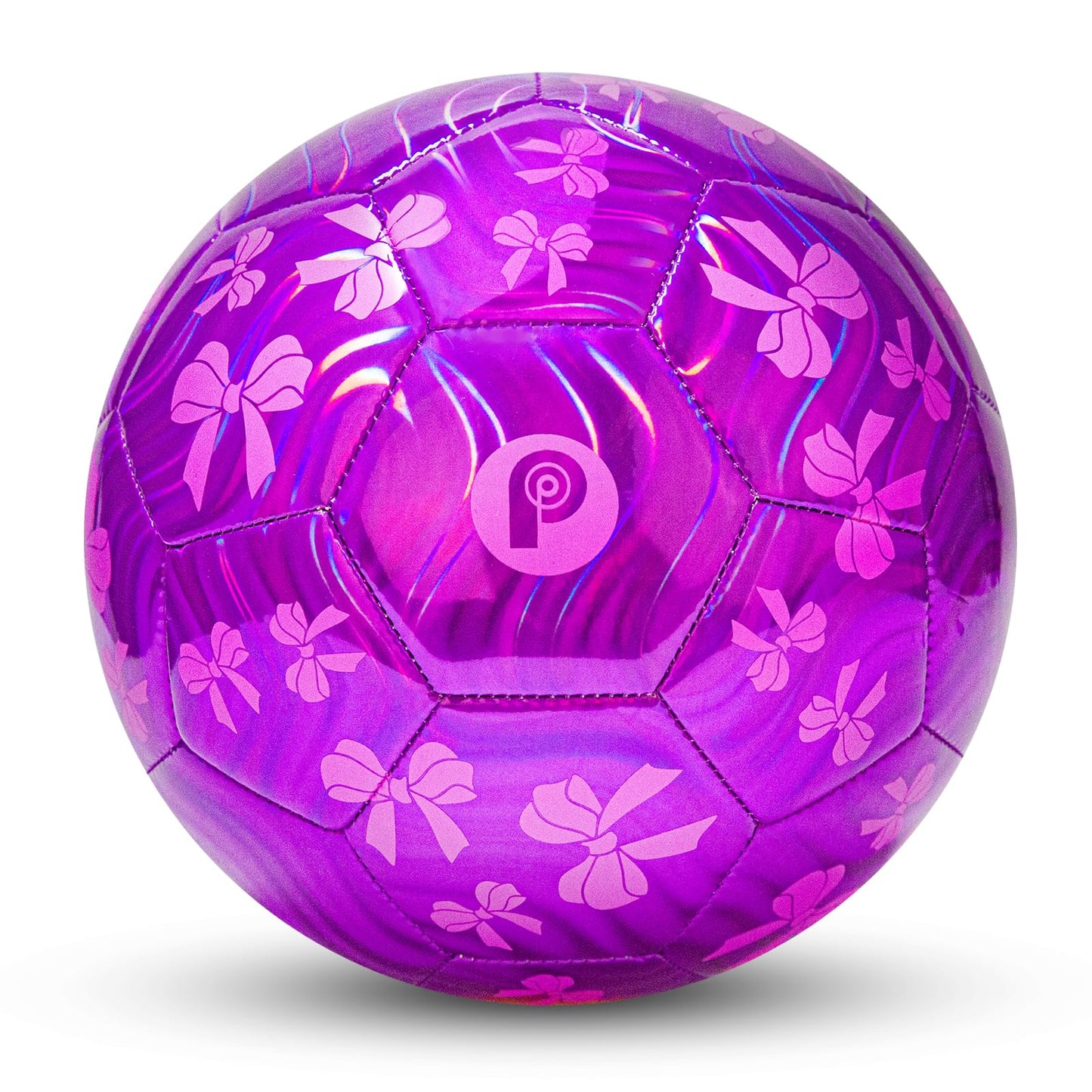 PP PICADOR Soccer Ball Size 4 Glitter Pink - Kids Aged 4-6 6-8 8-12 Outdoors Sports Training Ball Recreation Playing Ball Teens Girls Boys Children Youth Back to School Birthday(Purple Bow)