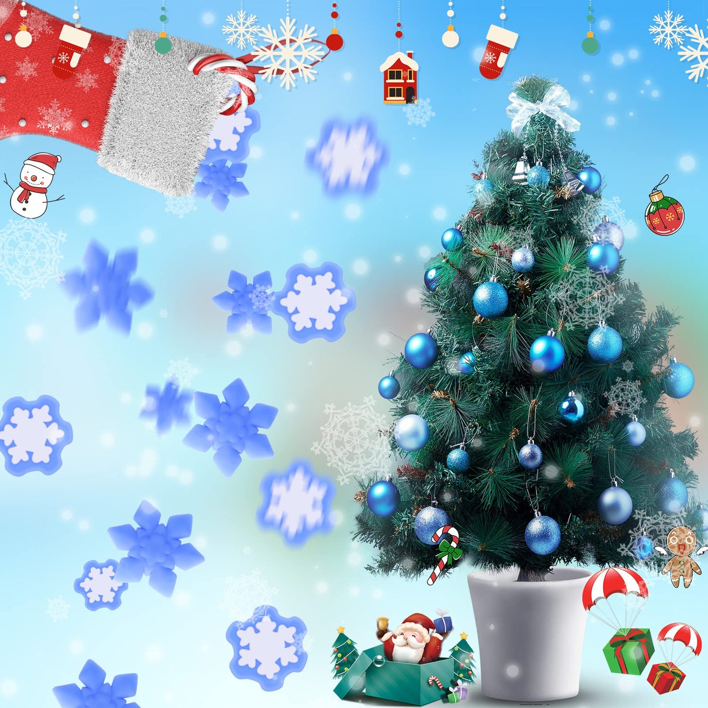 Jerify 150 Pcs Snowflake Winter Fidget Toys Frozen Party Favors Winter Stress Balls Bulk Soft Sensory Fidget Sticky Toys Ice Skating Cute Party Favors for Goodie Bag Stuffers
