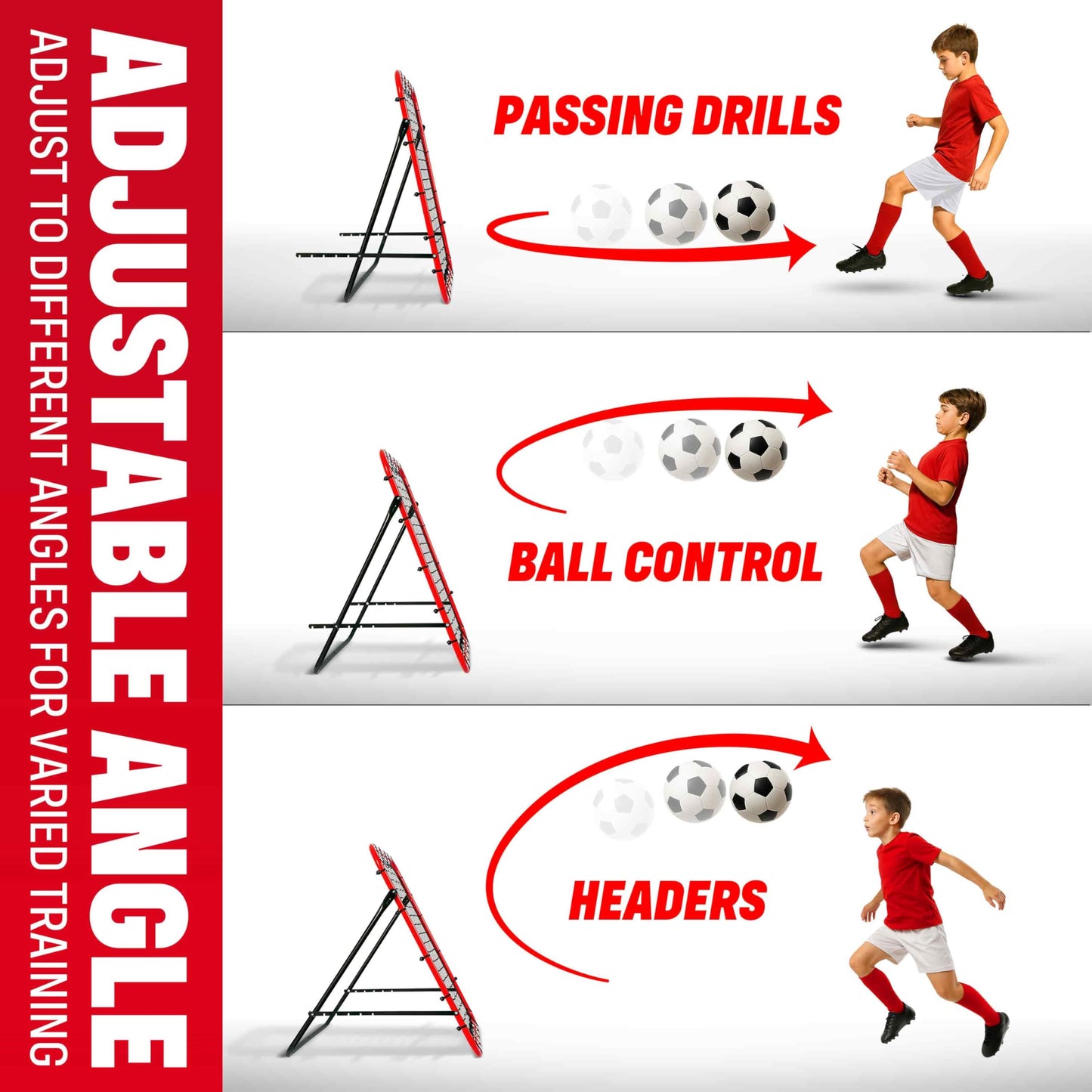 Soccer Rebounder Rebound Net, Kick-Back 3.3X3.3FT | Football Training Gifts, Aids & Equipment for Kids Teens & All Ages, Portable, 6 Adjustable Angles