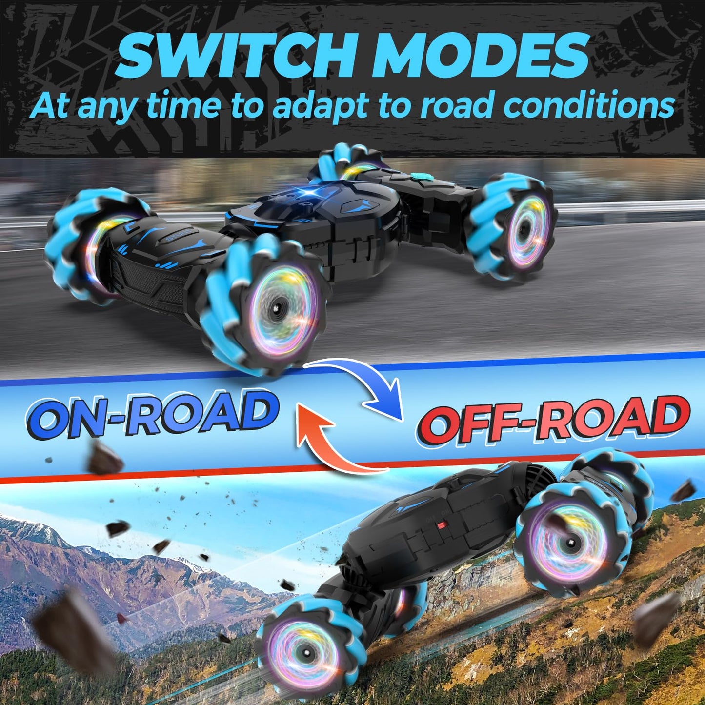 Nitigo Gesture RC Car Hand Controlled Rc Car Toys for Boys Girls 6-12, 2.4GHz 360° Rotation 4WD Gesture Sensing Rc Stunt Car with Light & Music & Spray, Birthday Gifts for Kids