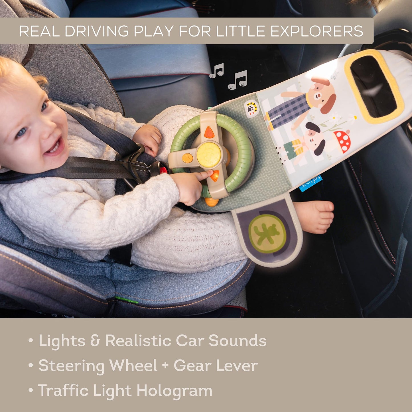Taf Toys Car Seat Toy - Interactive Baby Infant Car Toys with Lights & Realistic Sounds for Babies - Stimulating Car Travel Entertainment - Perfect for Car Seat & Travel - 0-6-12-18 Months Boy Girl