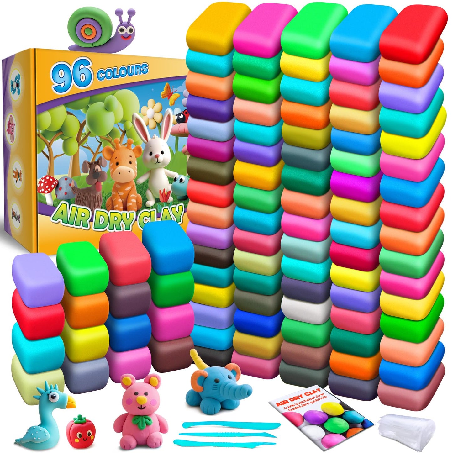 Magic Clay - Air Dry Clay 96 Colors, Modeling Clay for Kids with Tools, Soft & Ultra Light, Toys Gifts for Age 3 4 5 6 7 8+ Years Old Boys Girls Kids